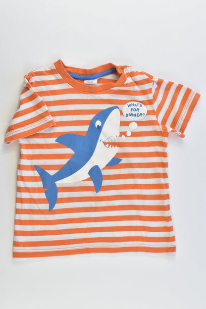 H&M Size 1 (12-18 months, 86 cm) Striped Shark 'What's For Dinner?' T-shirt