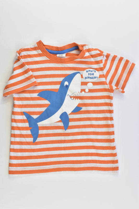 H&M Size 1 (12-18 months, 86 cm) Striped Shark 'What's For Dinner?' T-shirt