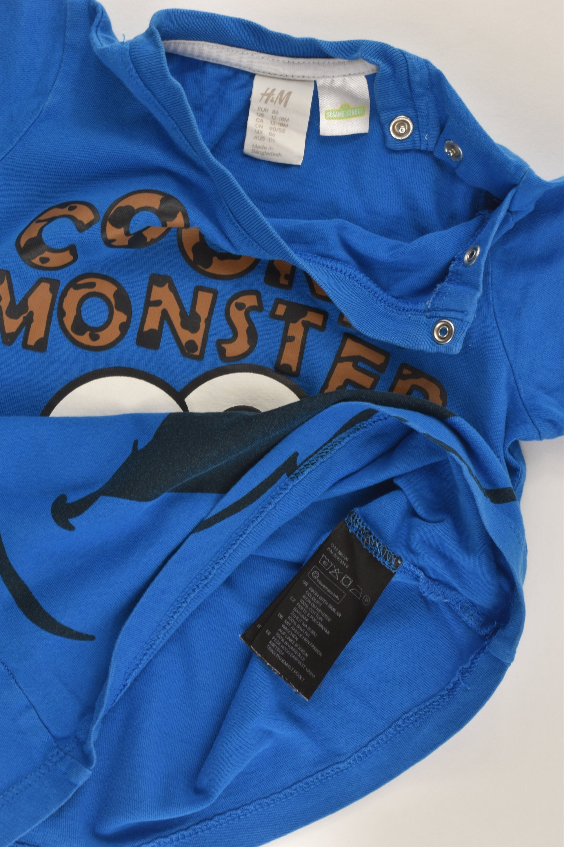 H&M Size 1 (12-18 months) 'Cookie Monster' T-shirt