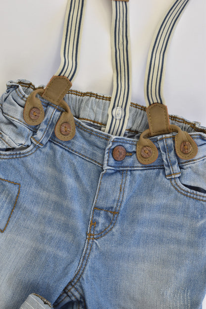 H&M Size 1-2 Soft Denim Suspender Pants