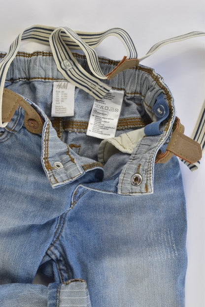 H&M Size 1-2 Soft Denim Suspender Pants