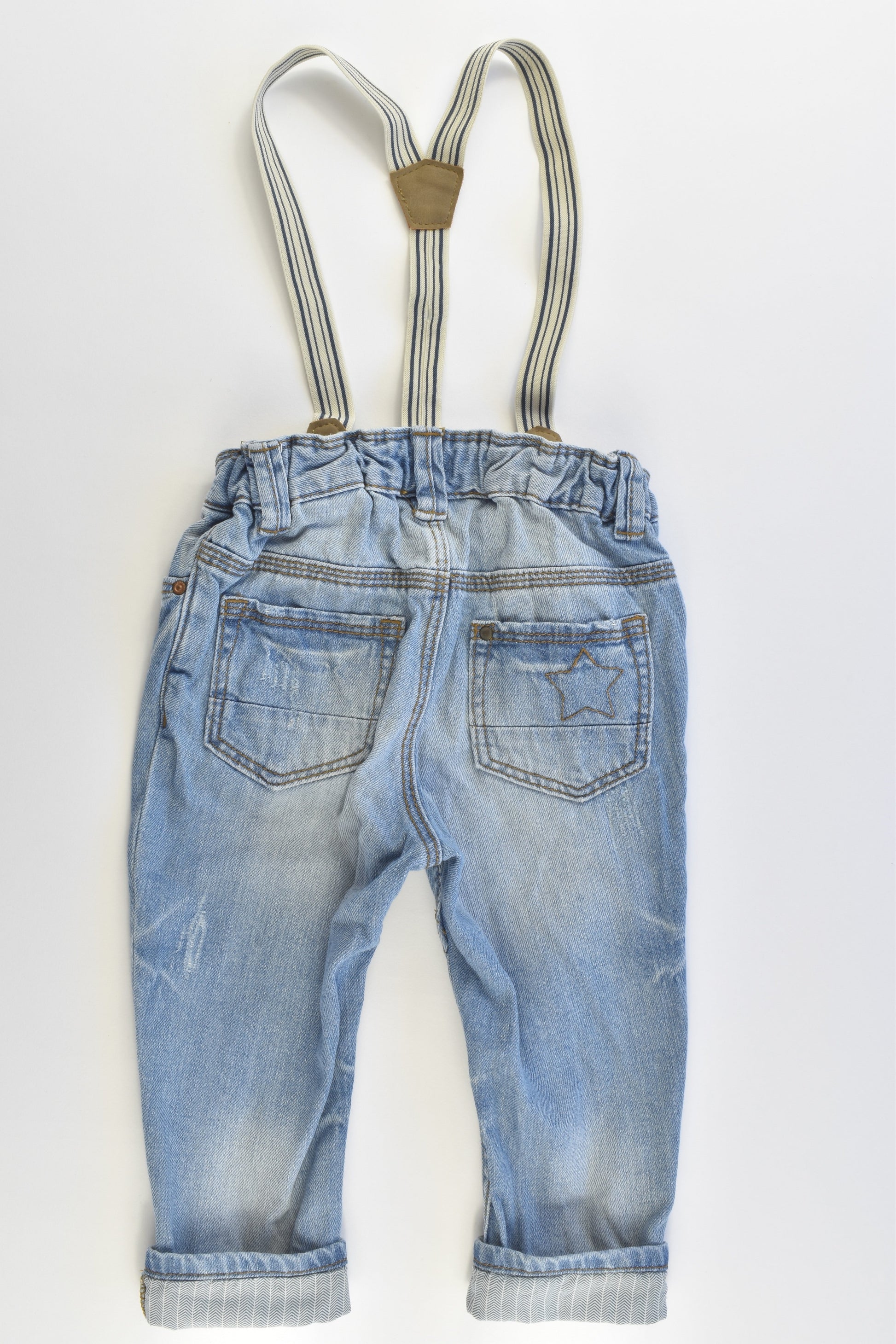 H&M Size 1-2 Soft Denim Suspender Pants