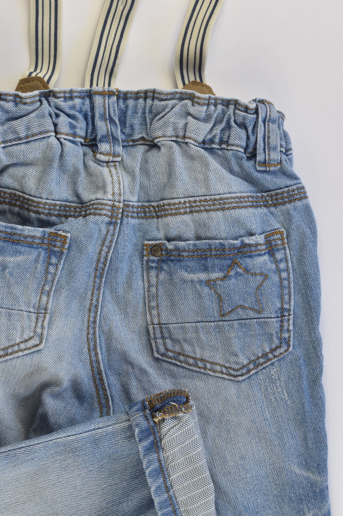 H&M Size 1-2 Soft Denim Suspender Pants