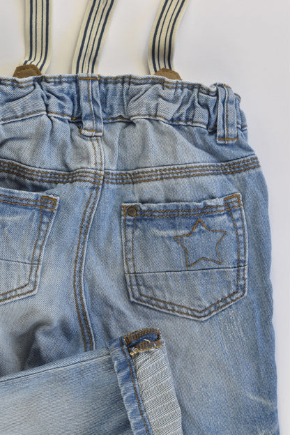 H&M Size 1-2 Soft Denim Suspender Pants