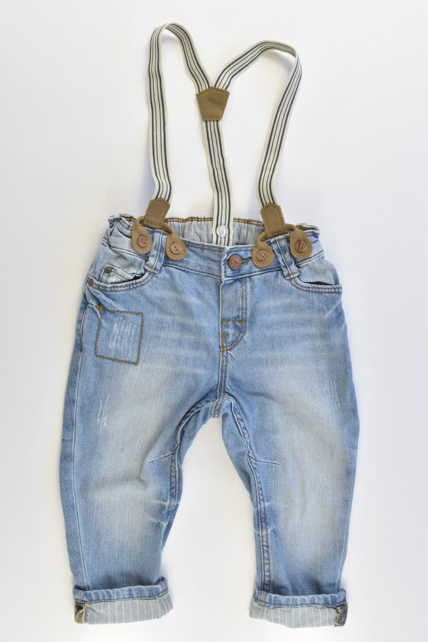 H&M Size 1-2 Soft Denim Suspender Pants