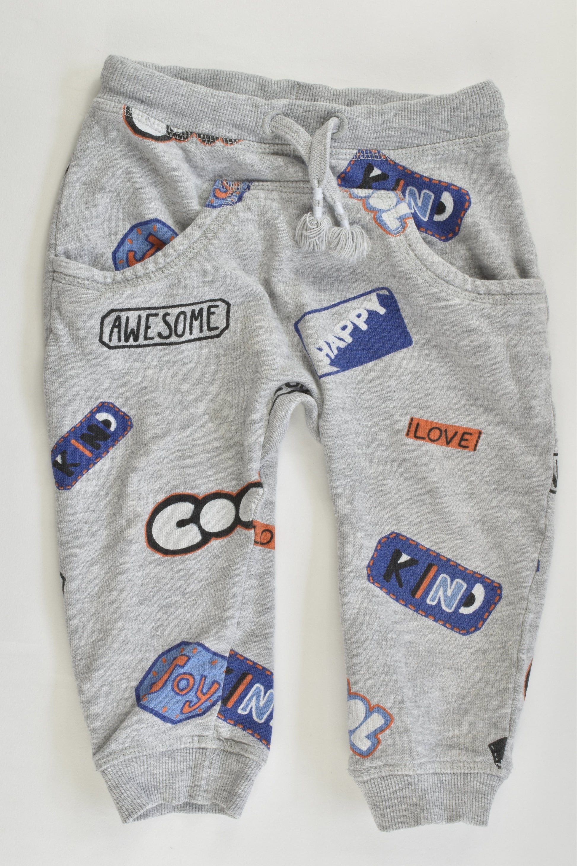 H&M Size 1 (80 cm) 'Happy, Cool, Kind etc' Track Pants
