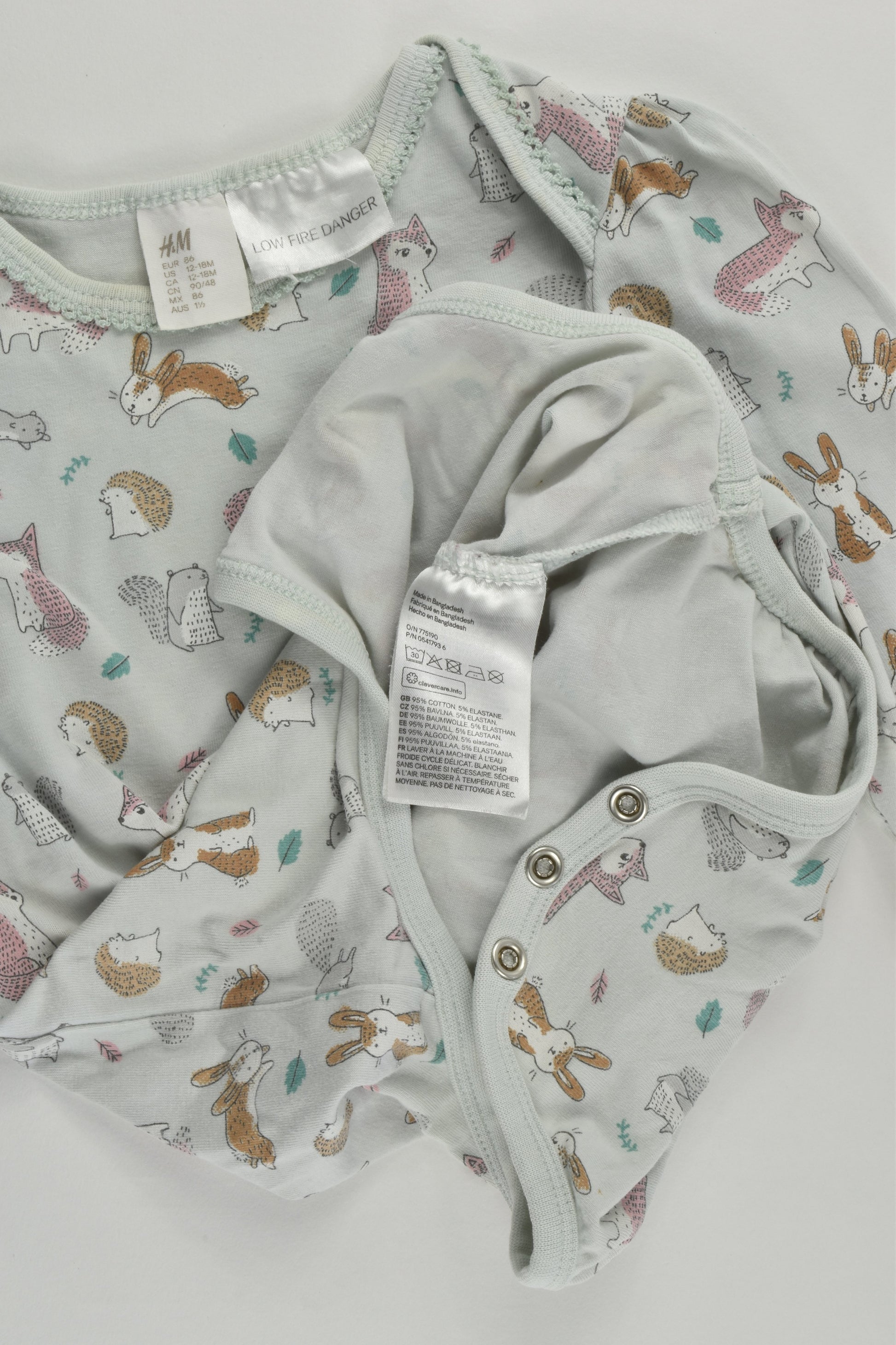 H&M Size 1 (86 cm) Forest Animals Bodysuit