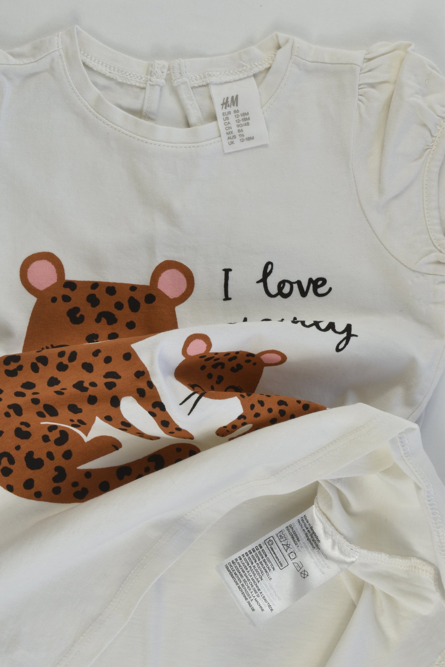 H&M Size 1 (86 cm) Lepard 'I Love My Family' Outfit
