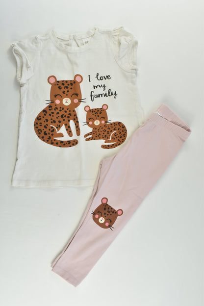 H&M Size 1 (86 cm) Lepard 'I Love My Family' Outfit