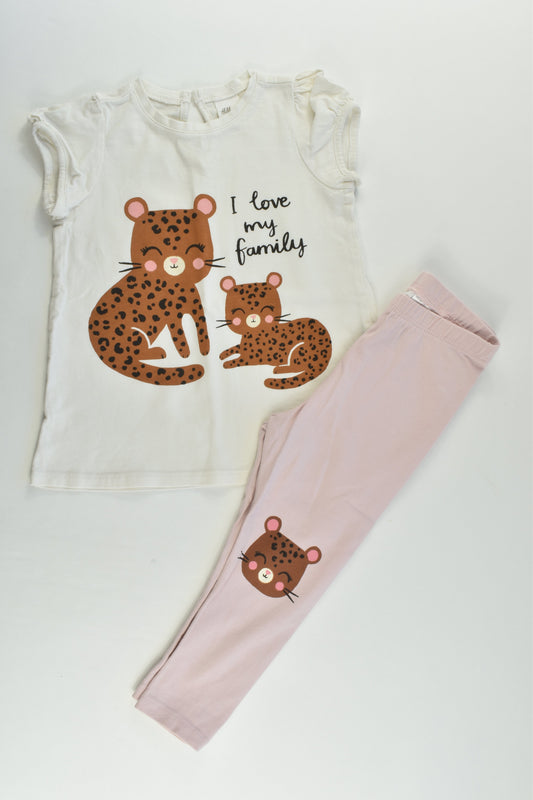 H&M Size 1 (86 cm) Lepard 'I Love My Family' Outfit