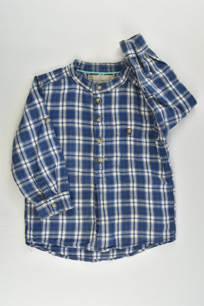 H&M Size 1 (86 cm) Linen/Cotton Checked Shirt