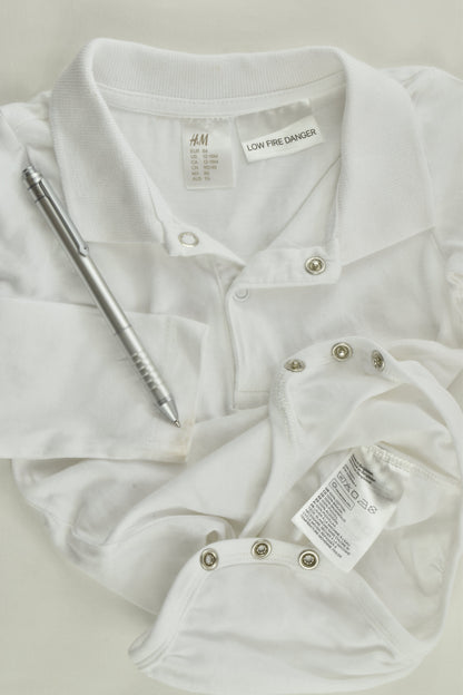H&M Size 1 (86 cm) White Collared Bodysuit