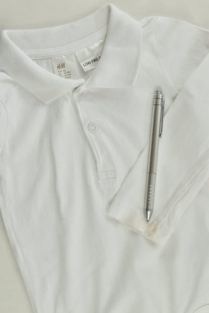 H&M Size 1 (86 cm) White Collared Bodysuit