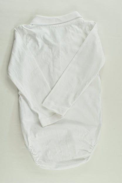 H&M Size 1 (86 cm) White Collared Bodysuit