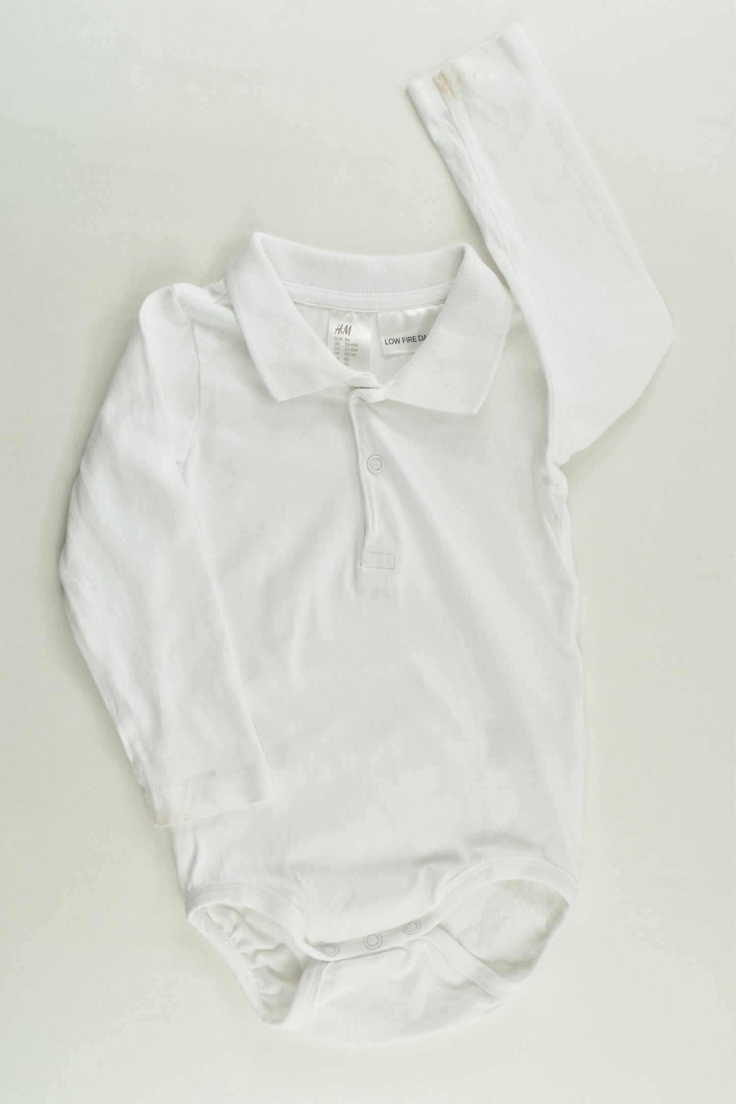 H&M Size 1 (86 cm) White Collared Bodysuit