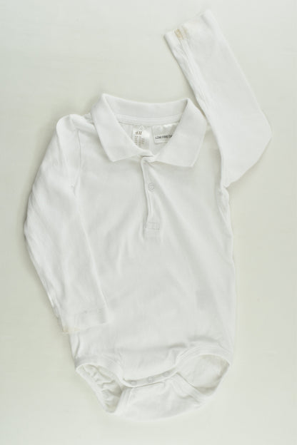 H&M Size 1 (86 cm) White Collared Bodysuit