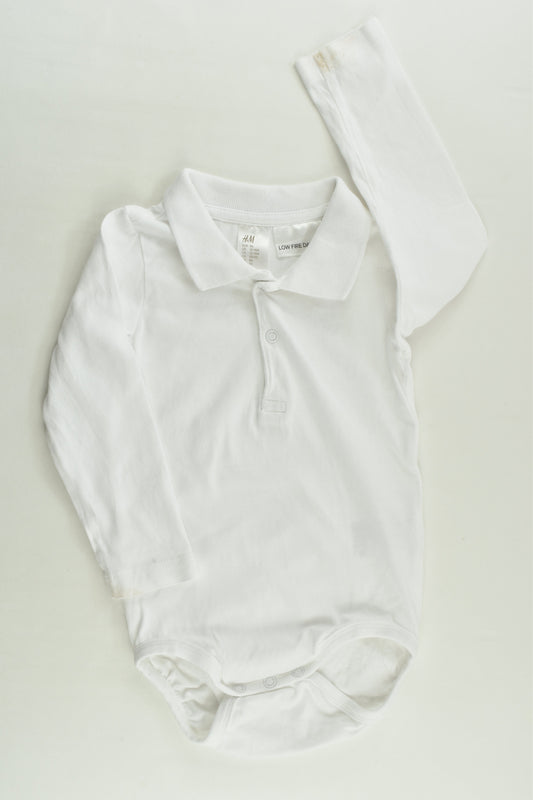 H&M Size 1 (86 cm) White Collared Bodysuit