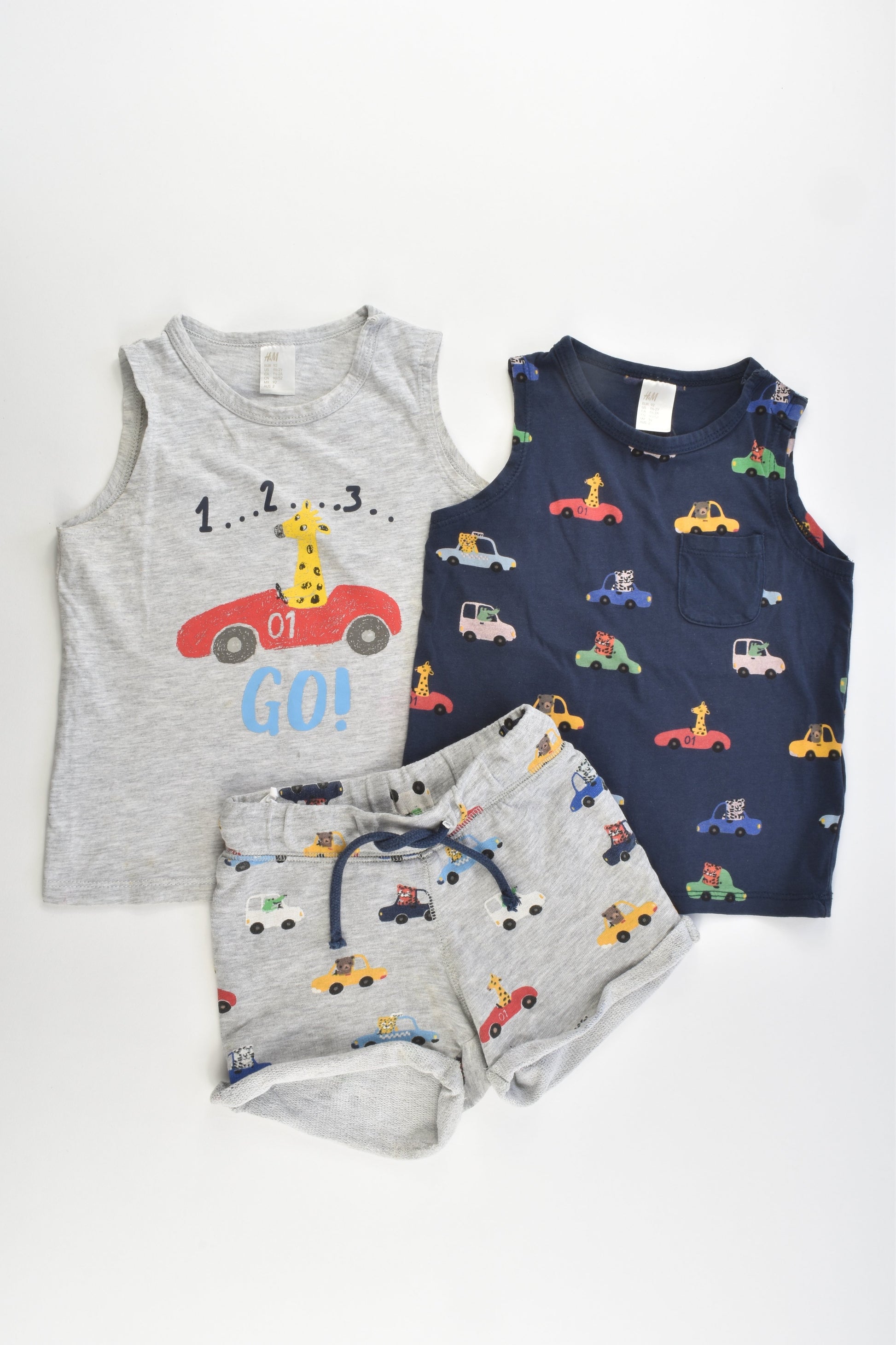 H&M Size 2 (92 cm) Animals and Cars 2 Tank Tops and Shorts