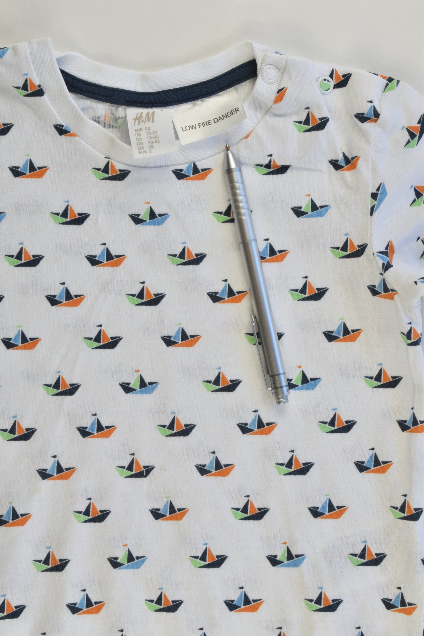 H&M Size 2 (92 cm) Sailboats Bodysuit
