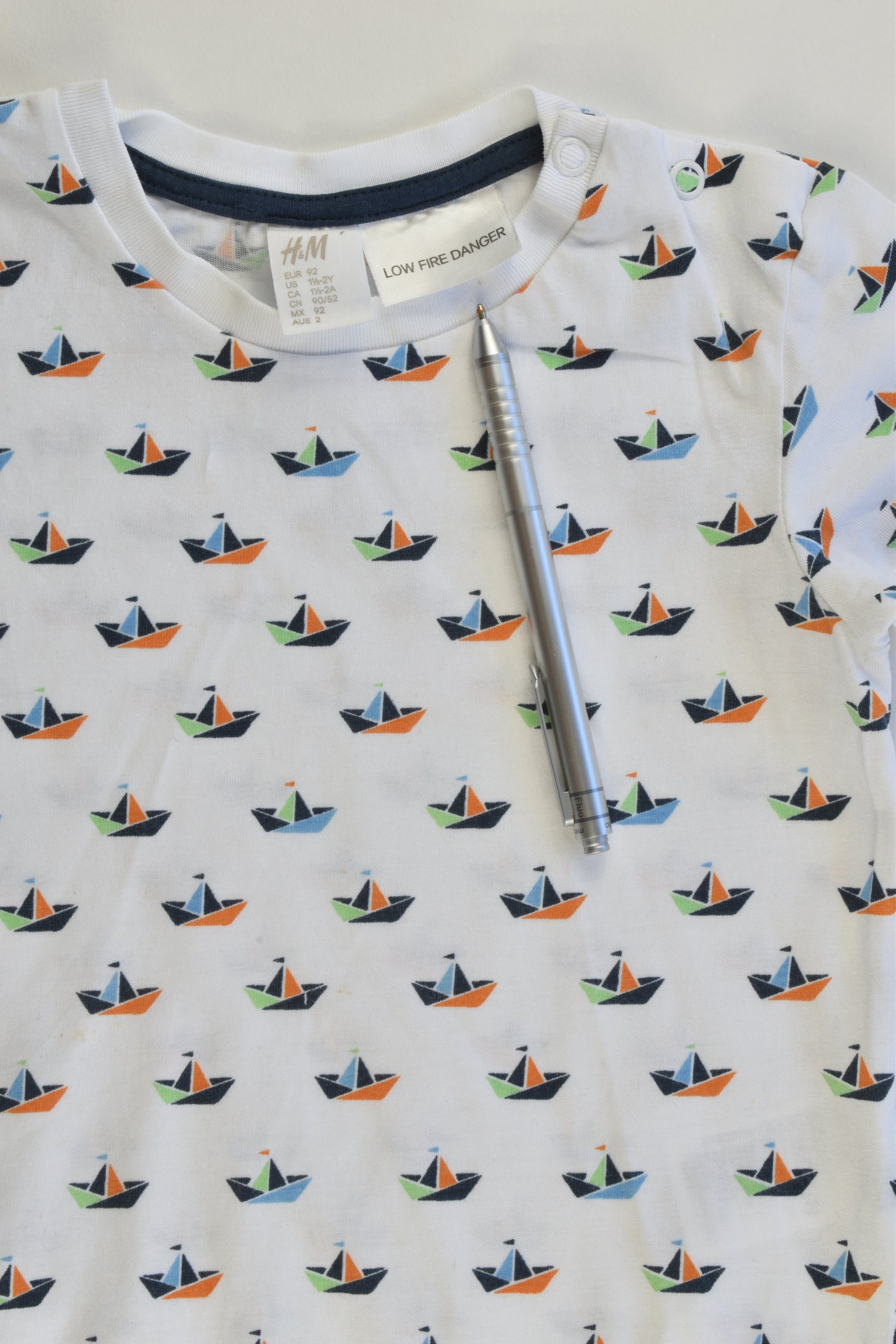 H&M Size 2 (92 cm) Sailboats Bodysuit