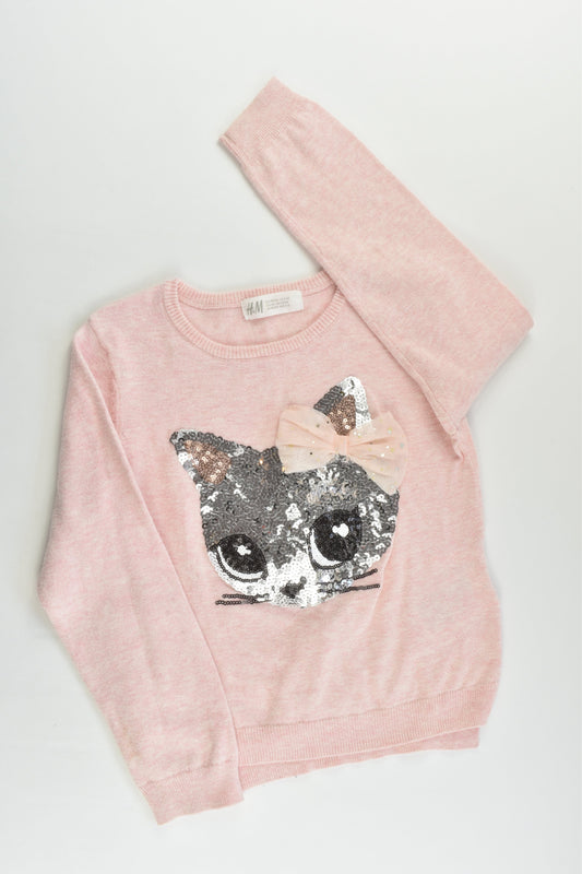 H&M Size 3-4 Kitty Sequins Knitted Jumper