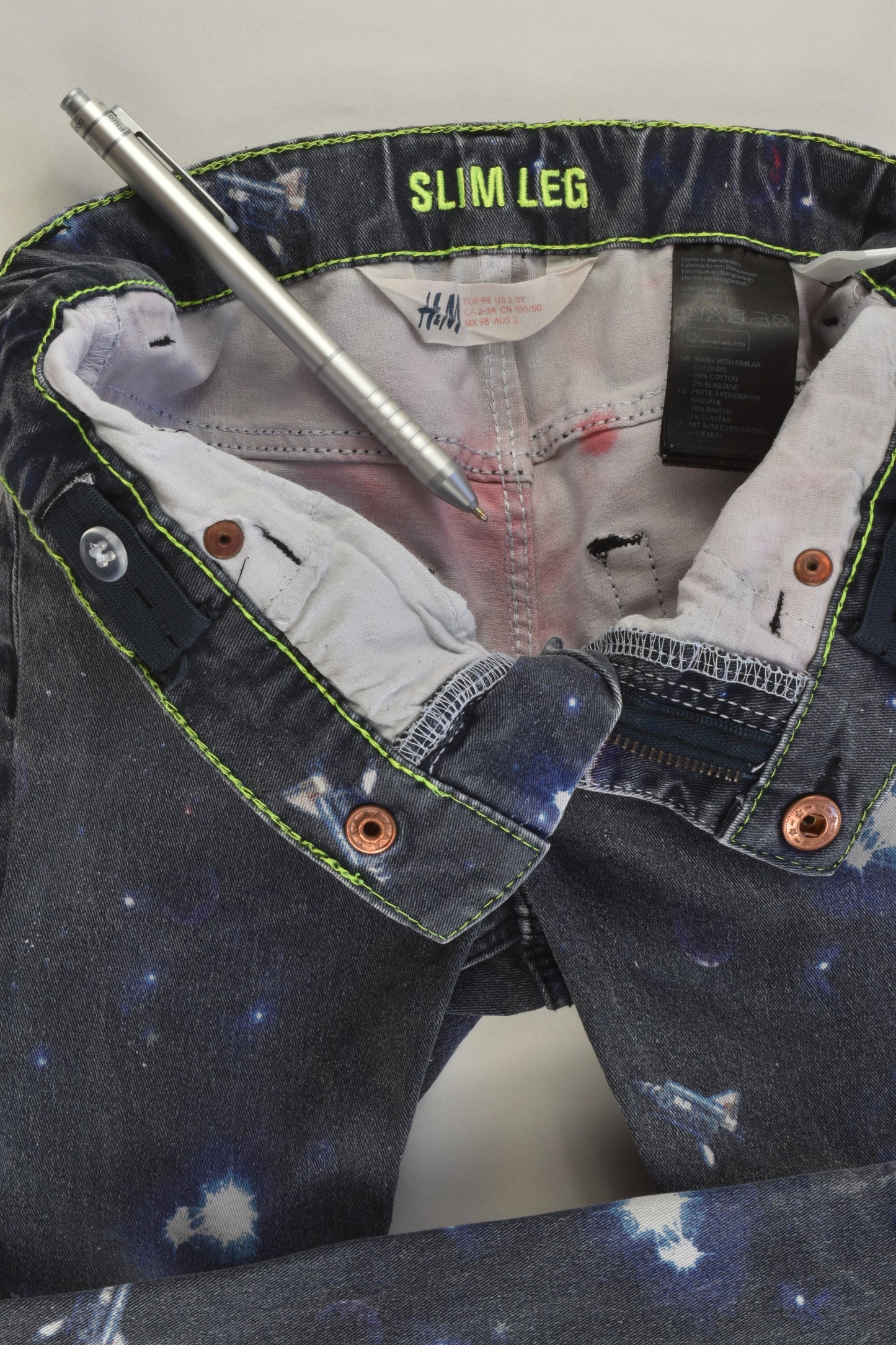 H&M Size 3 (98 cm) Space Slim Leg Stretchy Denim Pants