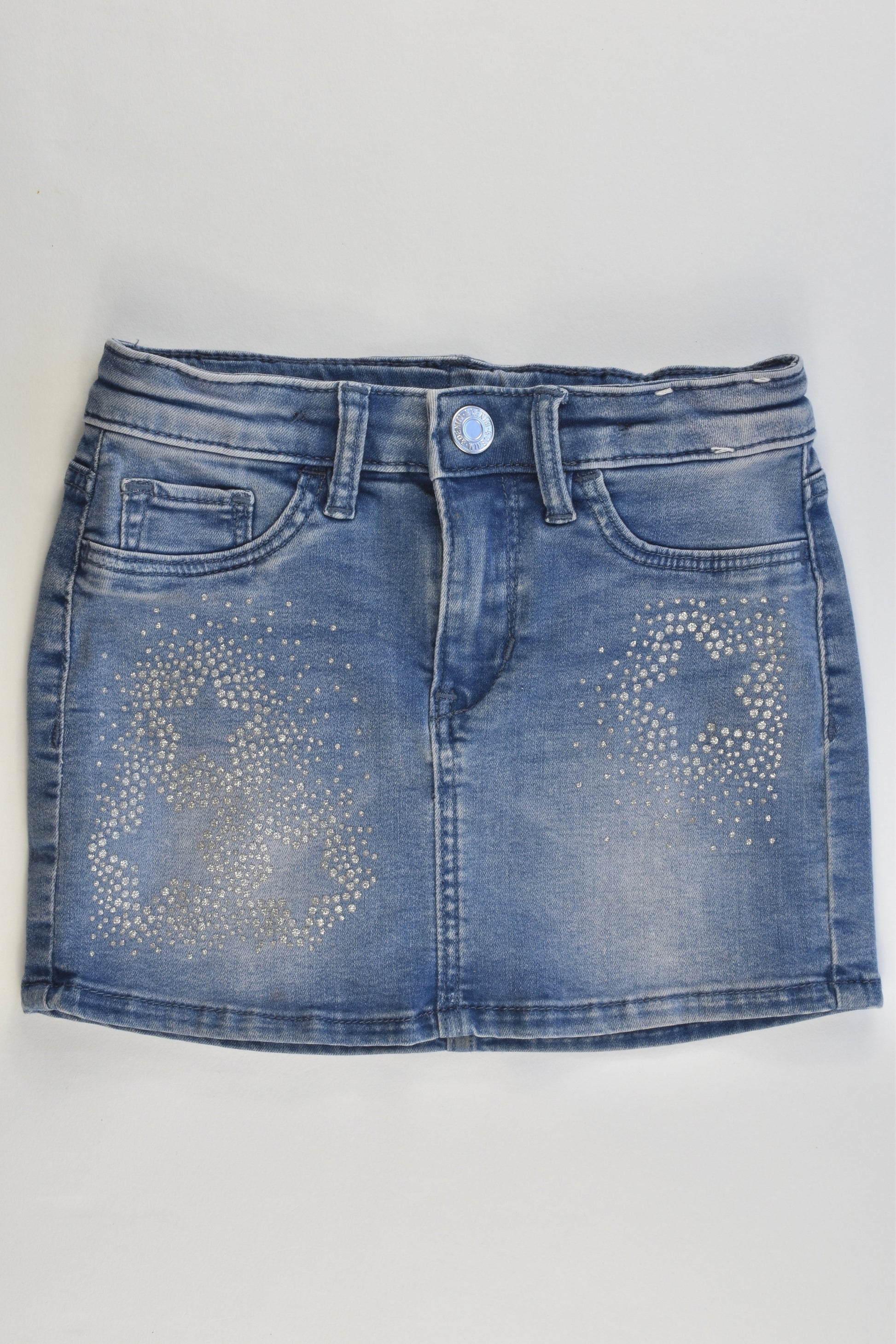 H&M Size 3 (98 cm) Stars Stretchy Denim Skirt