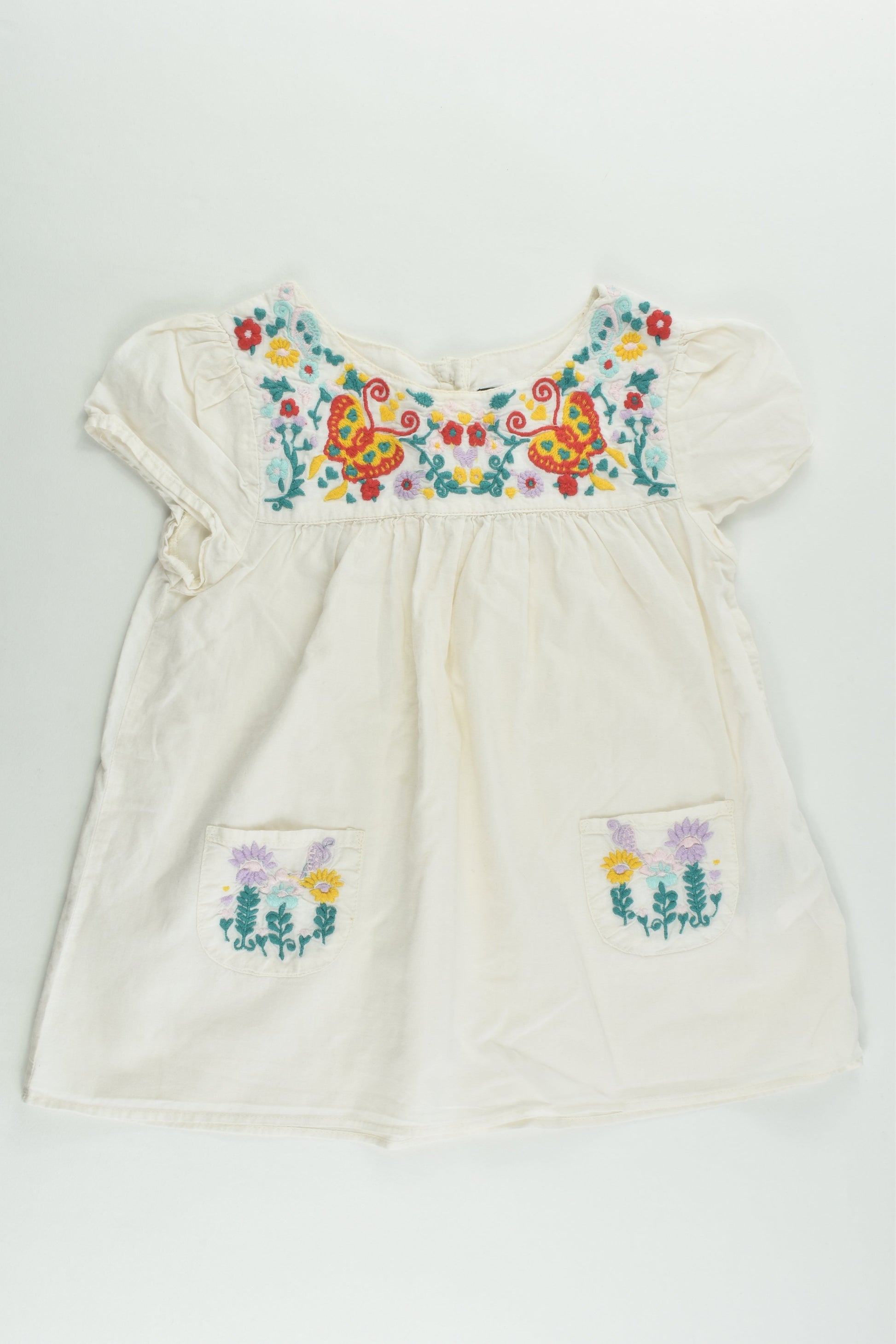 H&M Size 4 (104 cm) Blouse with Floral Embroidery