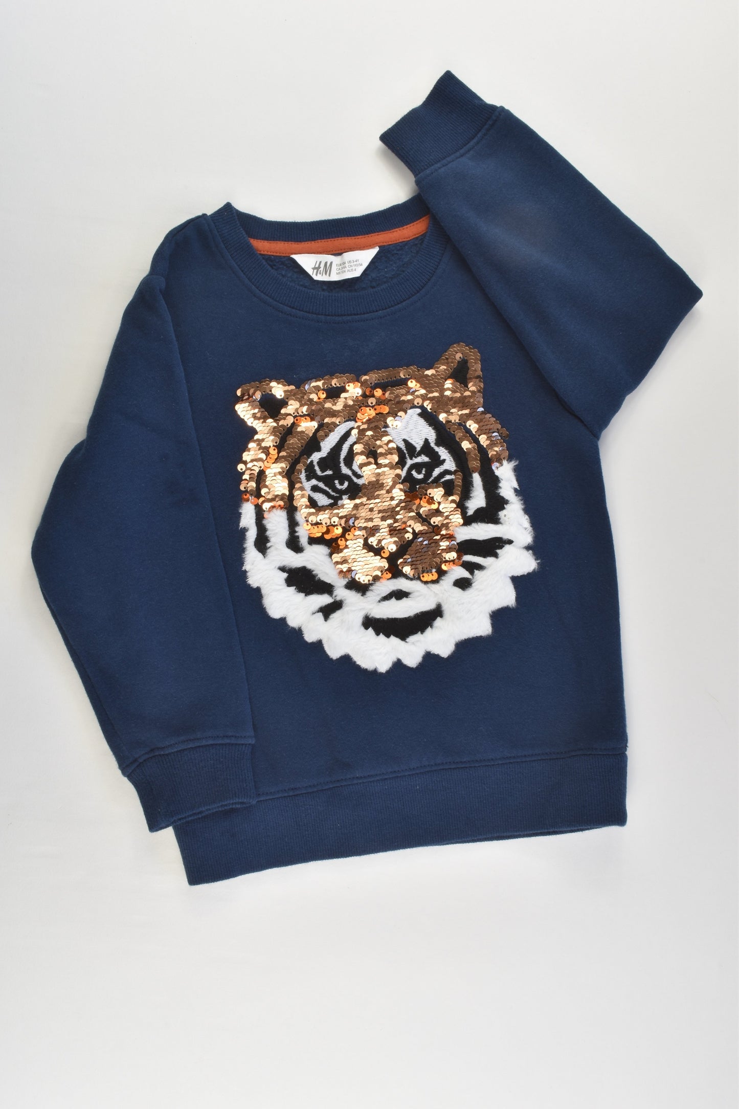 H&M Size 4 (104 cm) Tiger Reversible Sequins Sweater