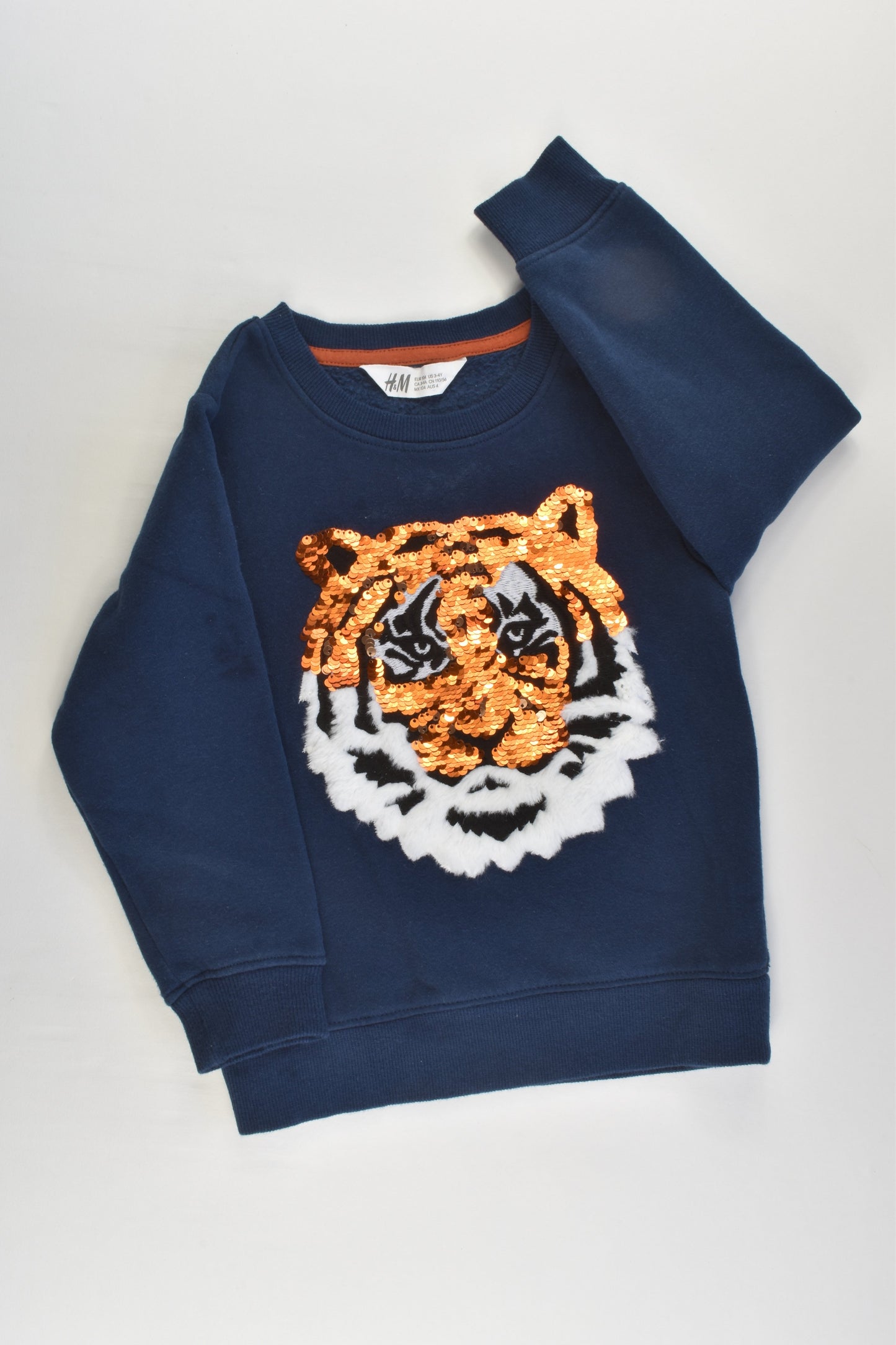H&M Size 4 (104 cm) Tiger Reversible Sequins Sweater