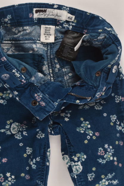 H&M Size 5 (110 cm) Stretchy Skinny Floral Cord Pants