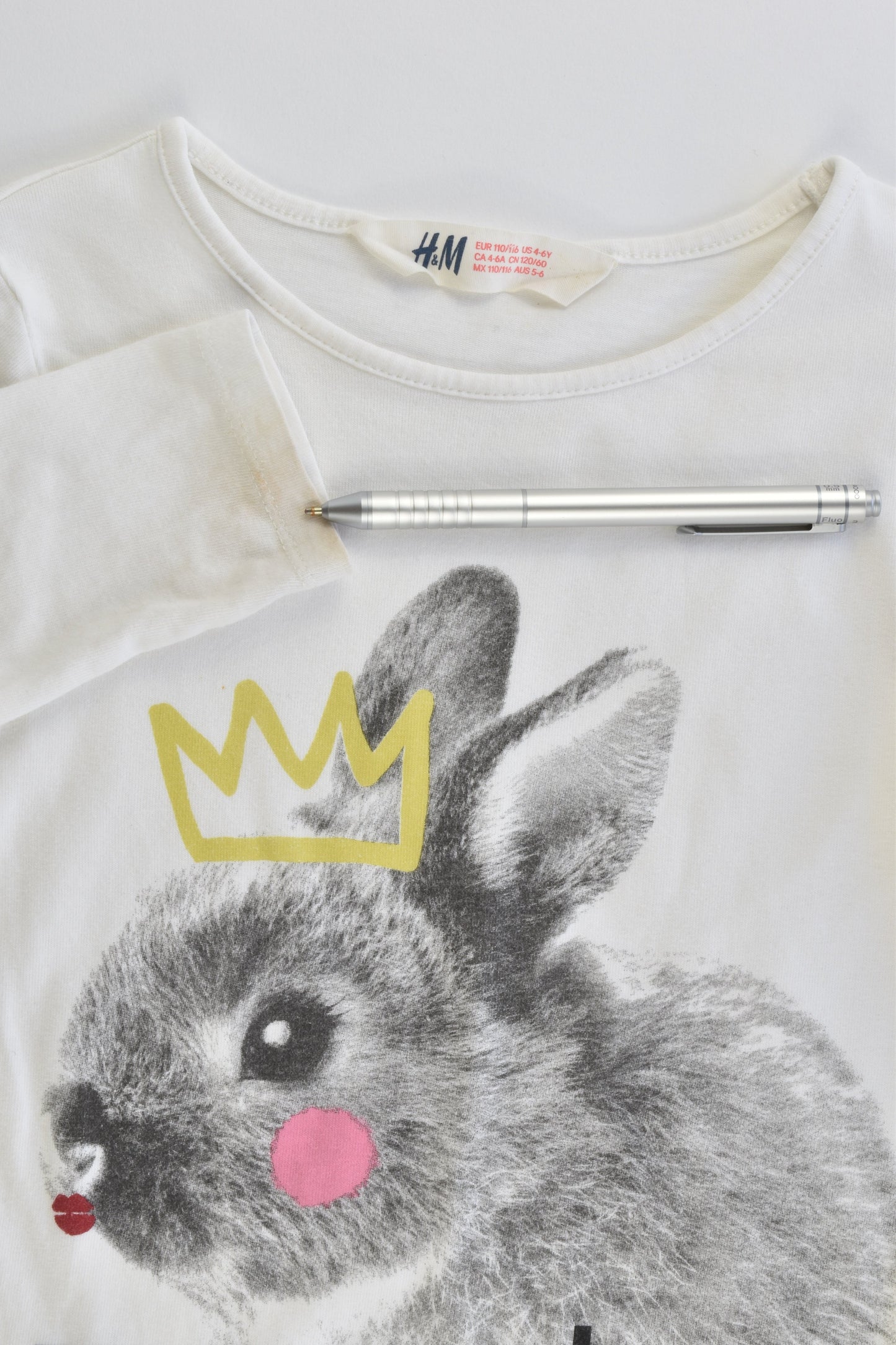 H&M Size 5-6 (110/116 cm) "It Wasn't Me" Bunny Top