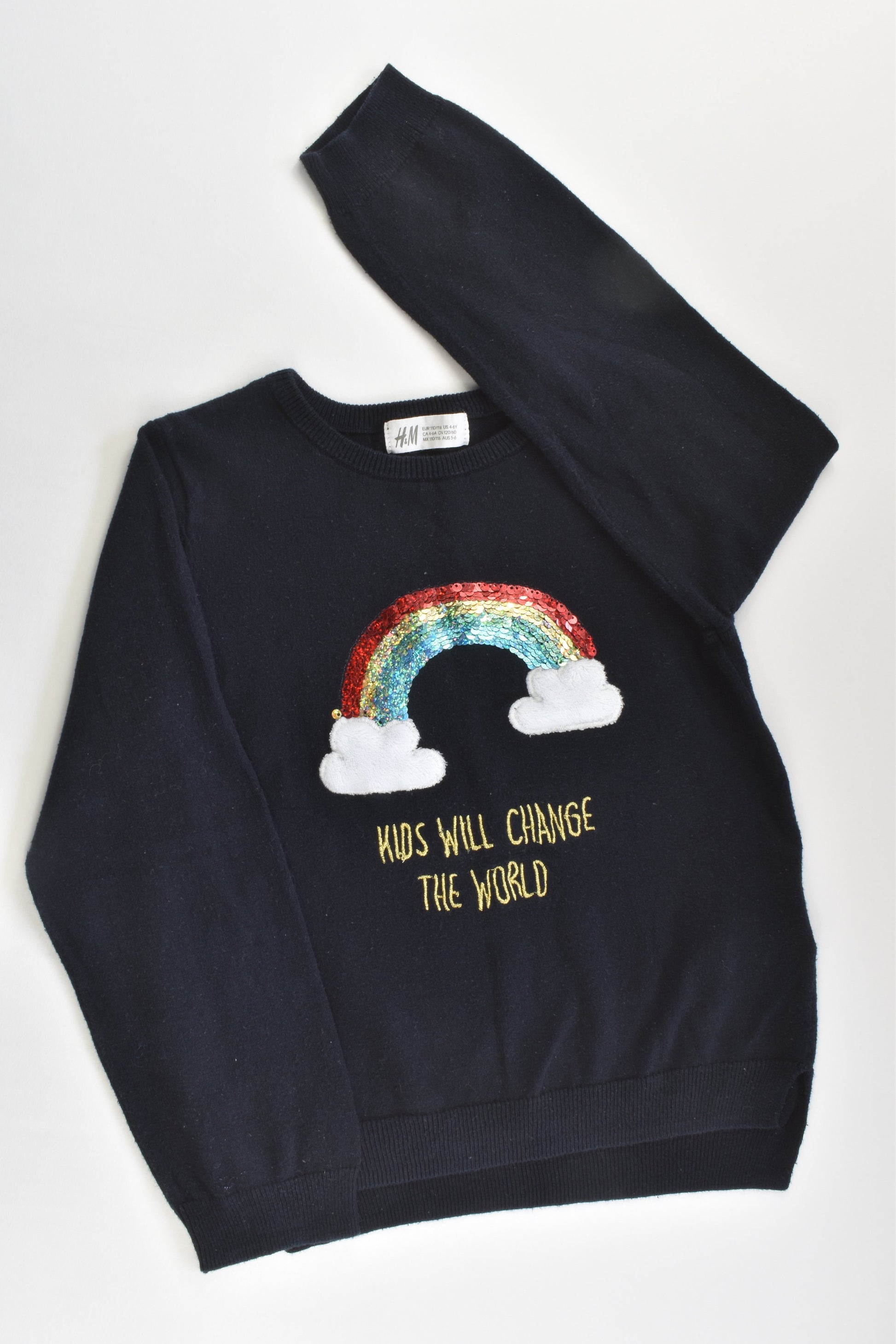 H&M Size 5-6 (110/116 cm) 'Kids Will Change The World' Knitted Jumper