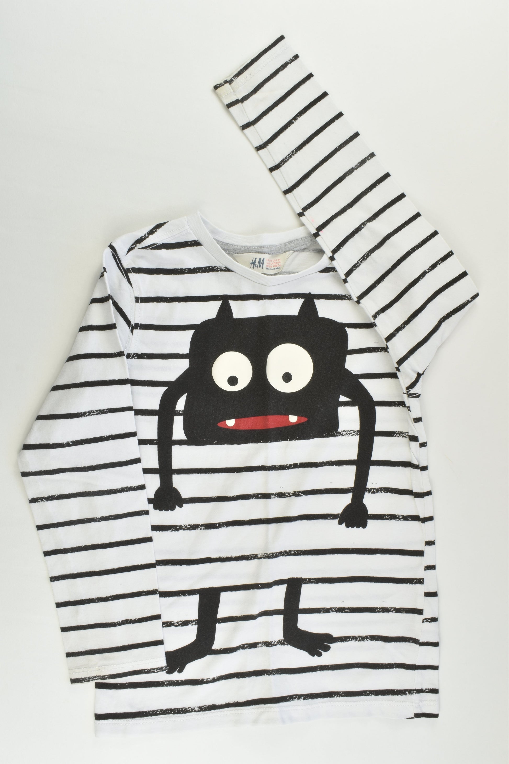H&M Size 5-6 (110/116 cm) Striped Monster Top