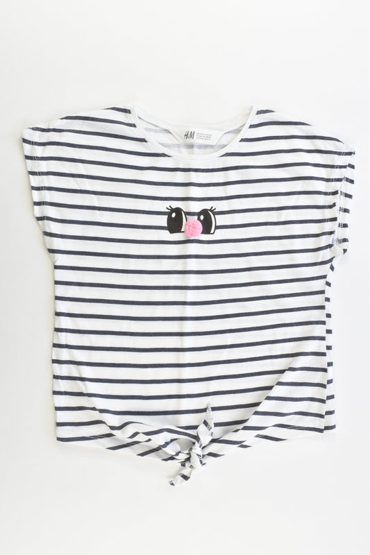H&M Size 5-6 (110/116 cm) Striped Pom Pom Nose T-shirt