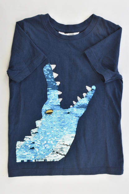 H&M Size 5-6 (Smallish sizing) Reversible Sequins Crocodile T-shirt