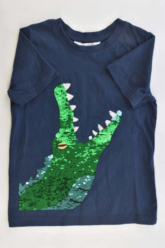 H&M Size 5-6 (Smallish sizing) Reversible Sequins Crocodile T-shirt