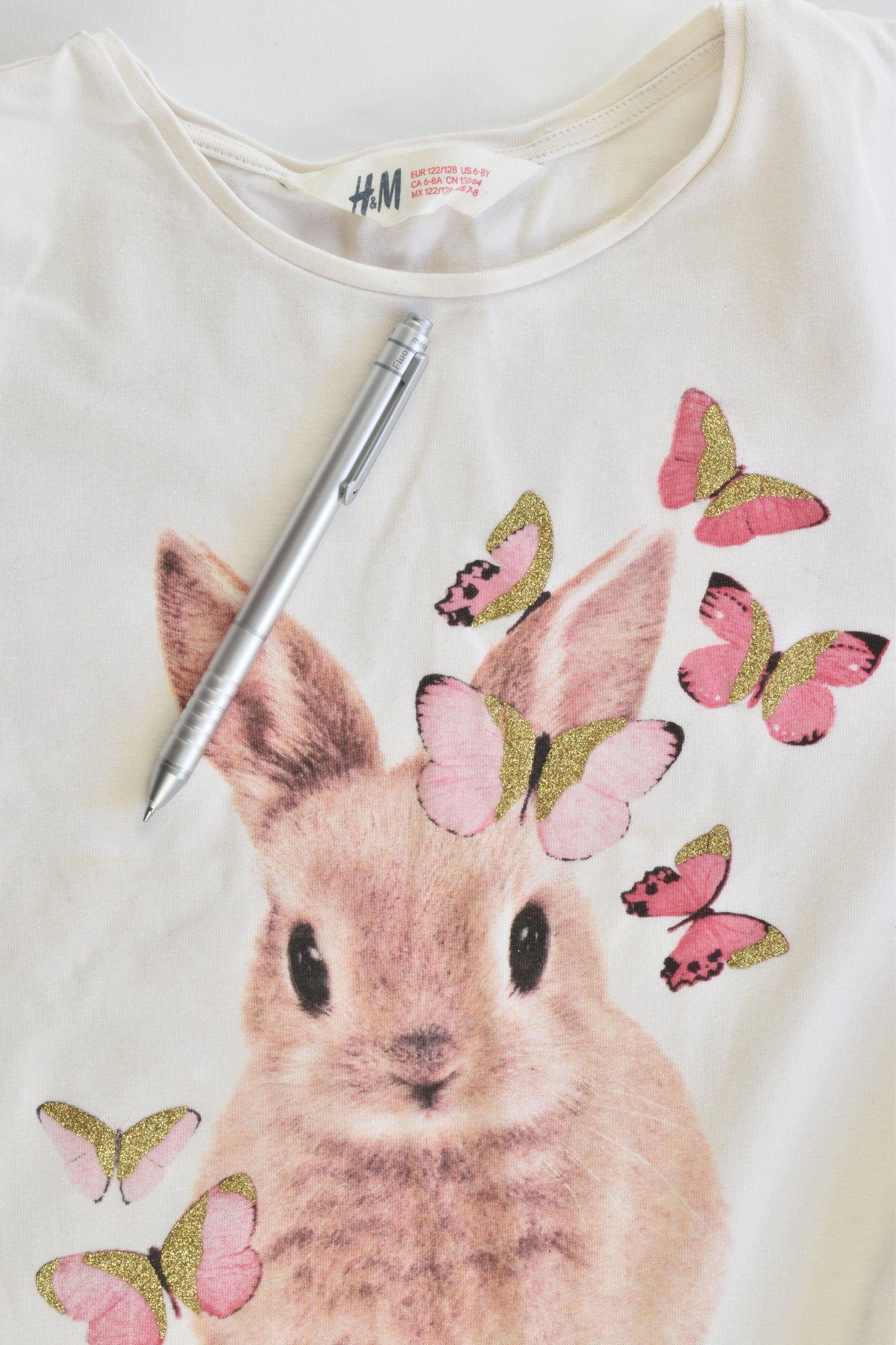 H&M Size 7-8 (122/128 cm) Bunny and Butterflies Top