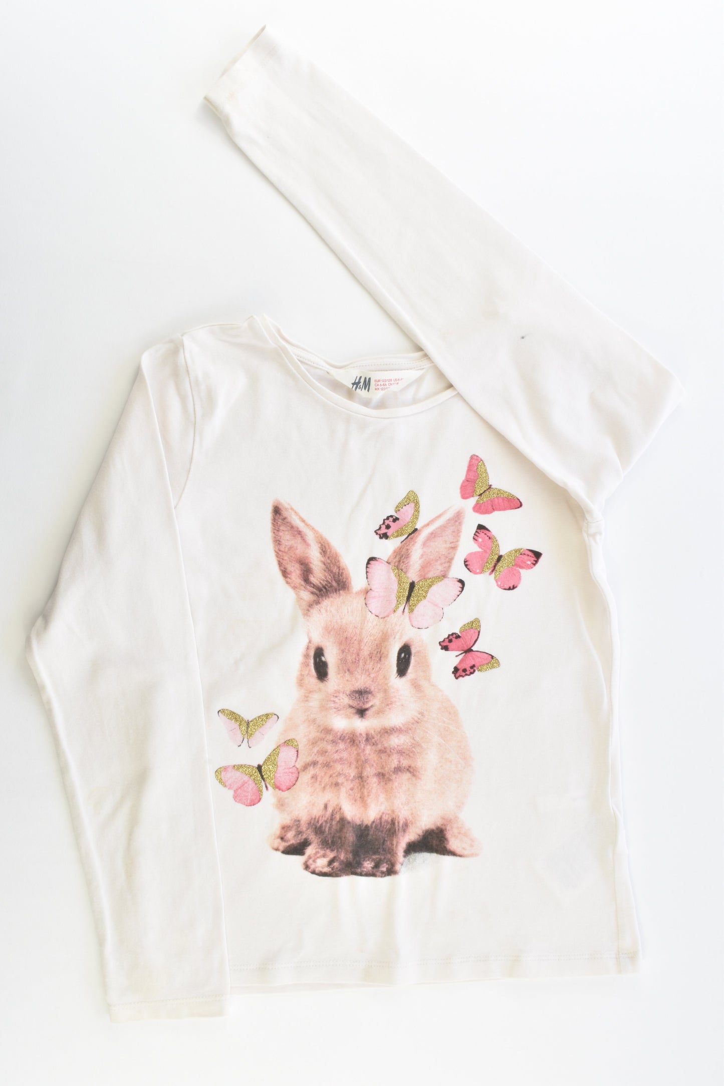 H&M Size 7-8 (122/128 cm) Bunny and Butterflies Top