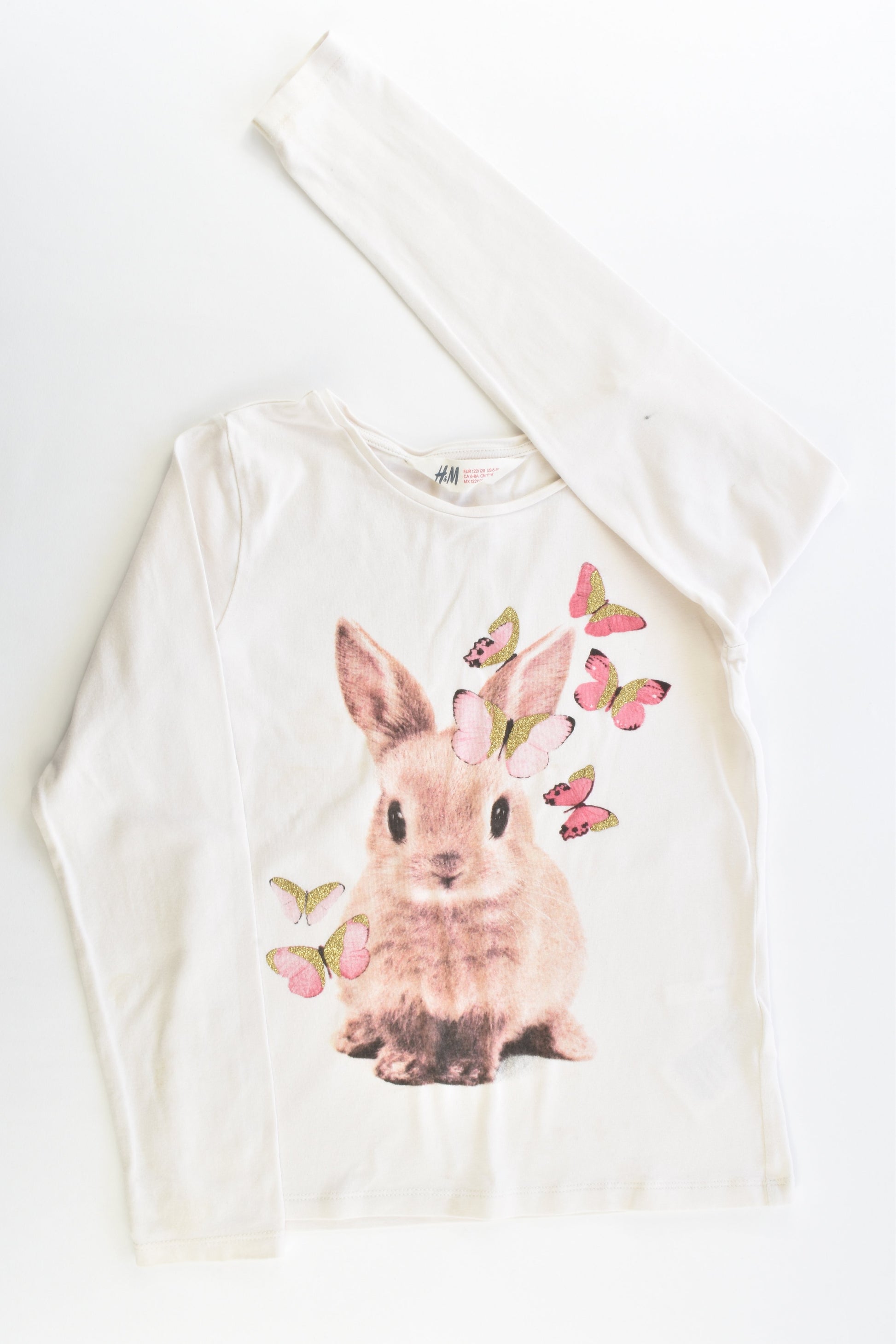 H&M Size 7-8 (122/128 cm) Bunny and Butterflies Top