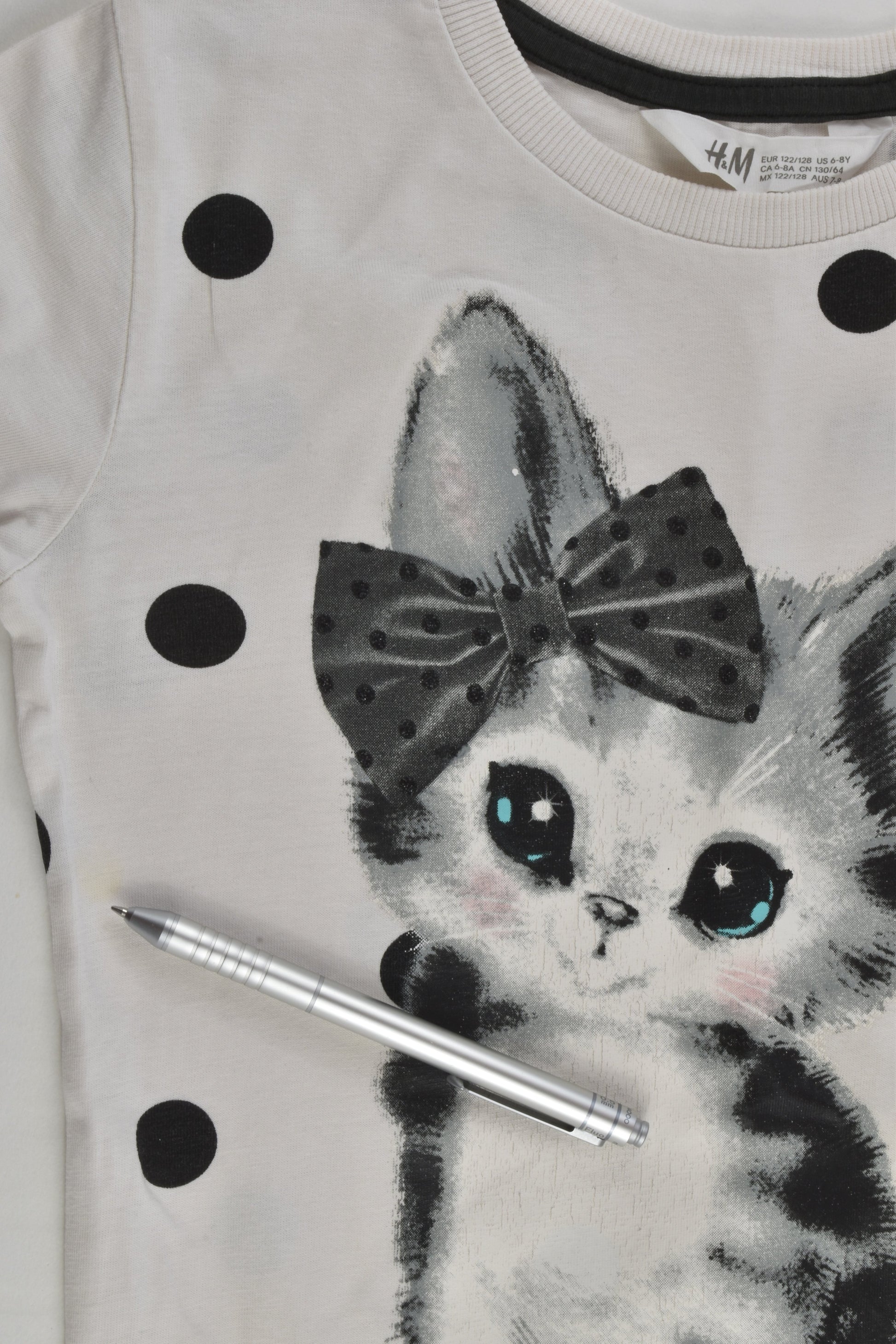 H&M Size 7-8 (122/128 cm) Kitten Top