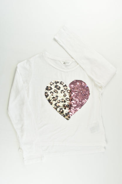 H&M Size 7-8 (122/128 cm) Reversible Sequins Love Heart Top