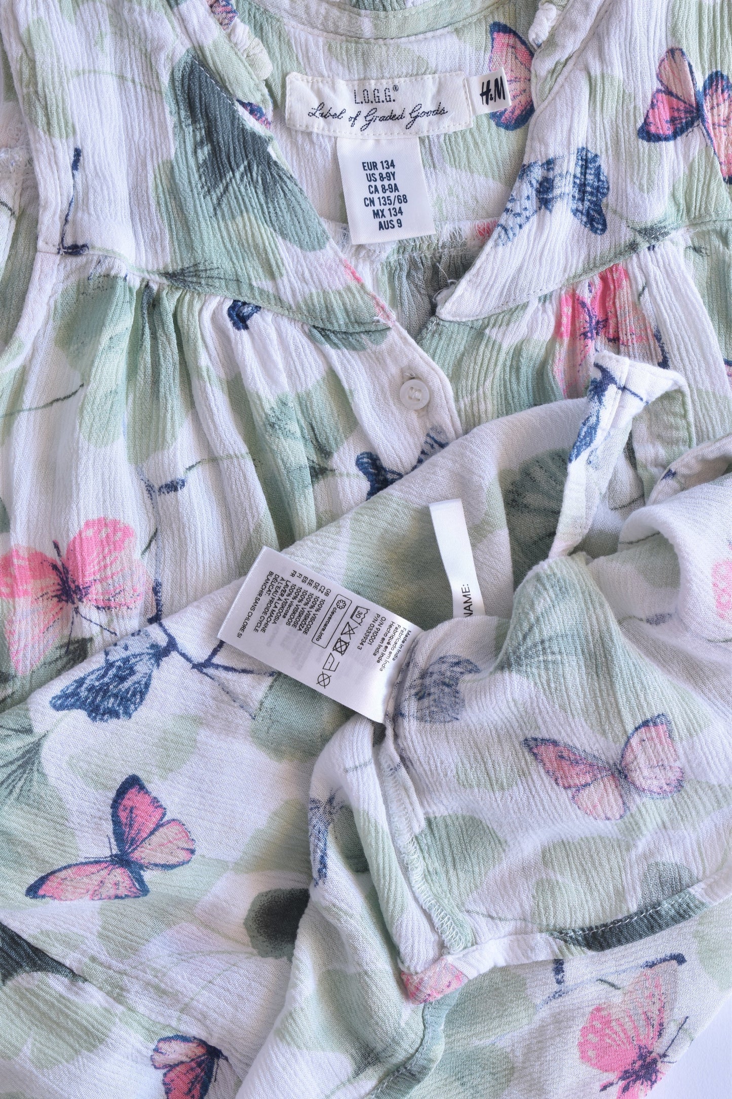 H&M Size 9 (134 cm) Butterflies Blouse
