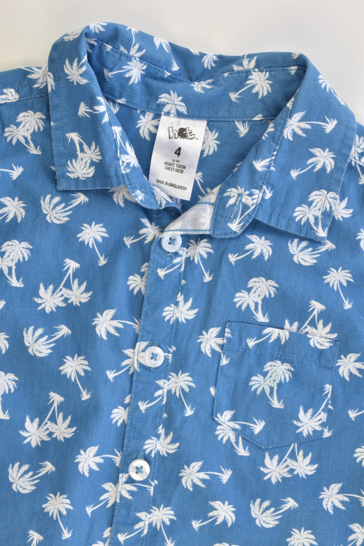 h&t Size 4 Collared Palm Tree Shirt