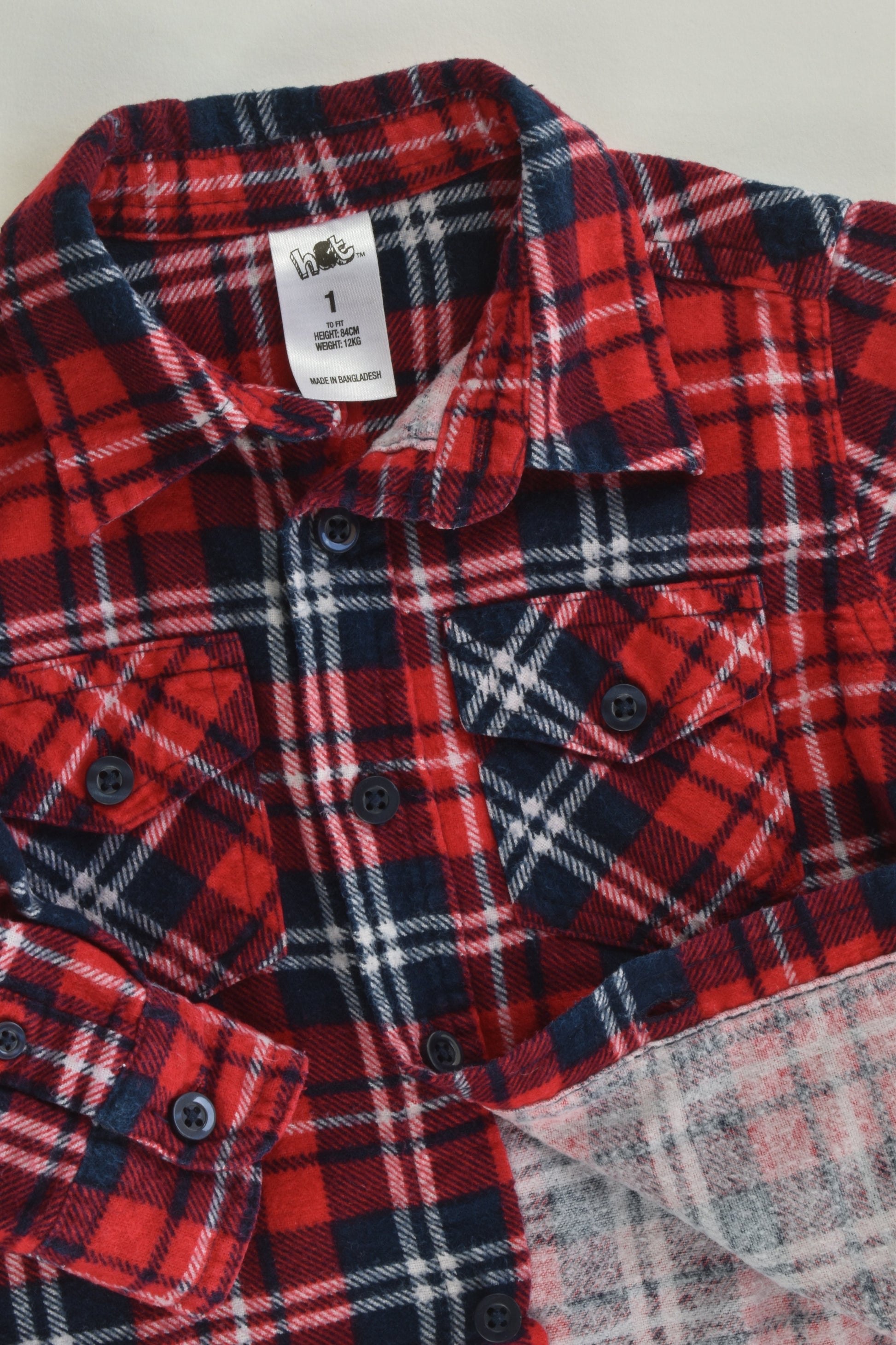 H&T Size 1 Checked Casual Winter Shirt