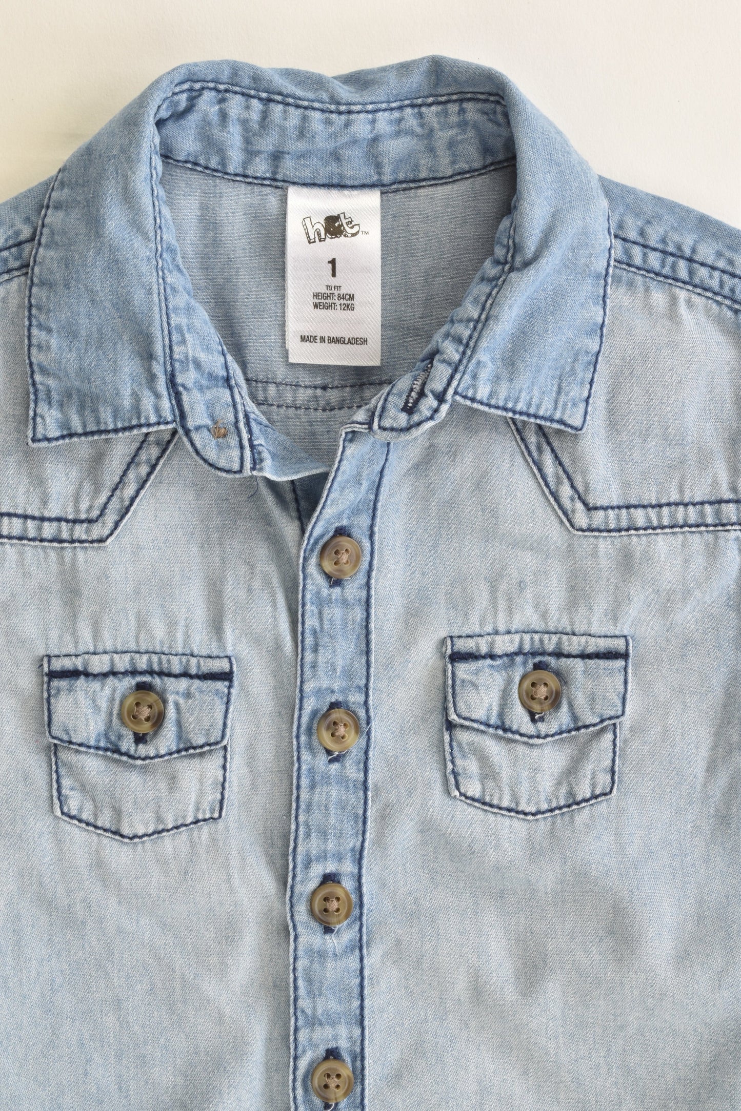 H&T Size 1 Soft Collared Denim Shirt