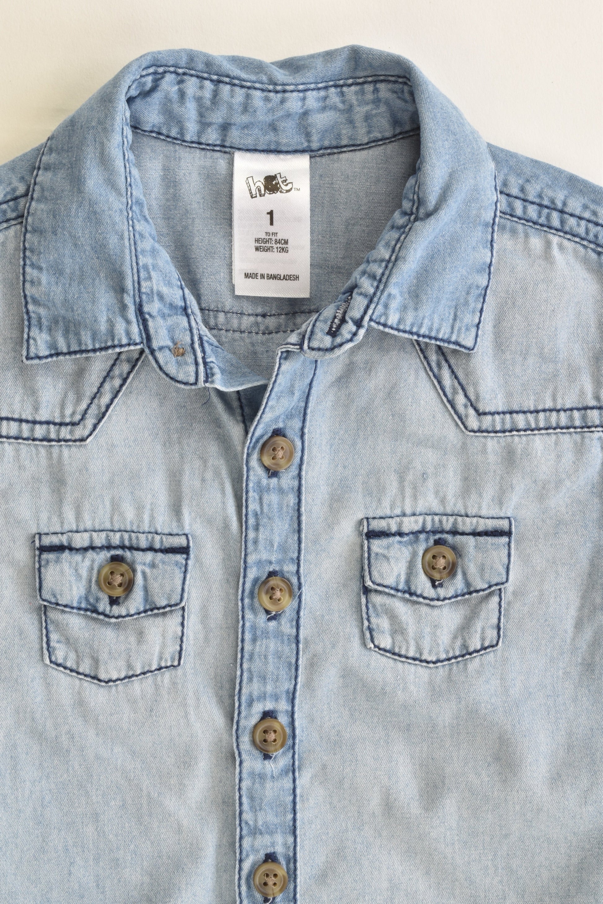 H&T Size 1 Soft Collared Denim Shirt