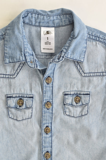 H&T Size 1 Soft Collared Denim Shirt