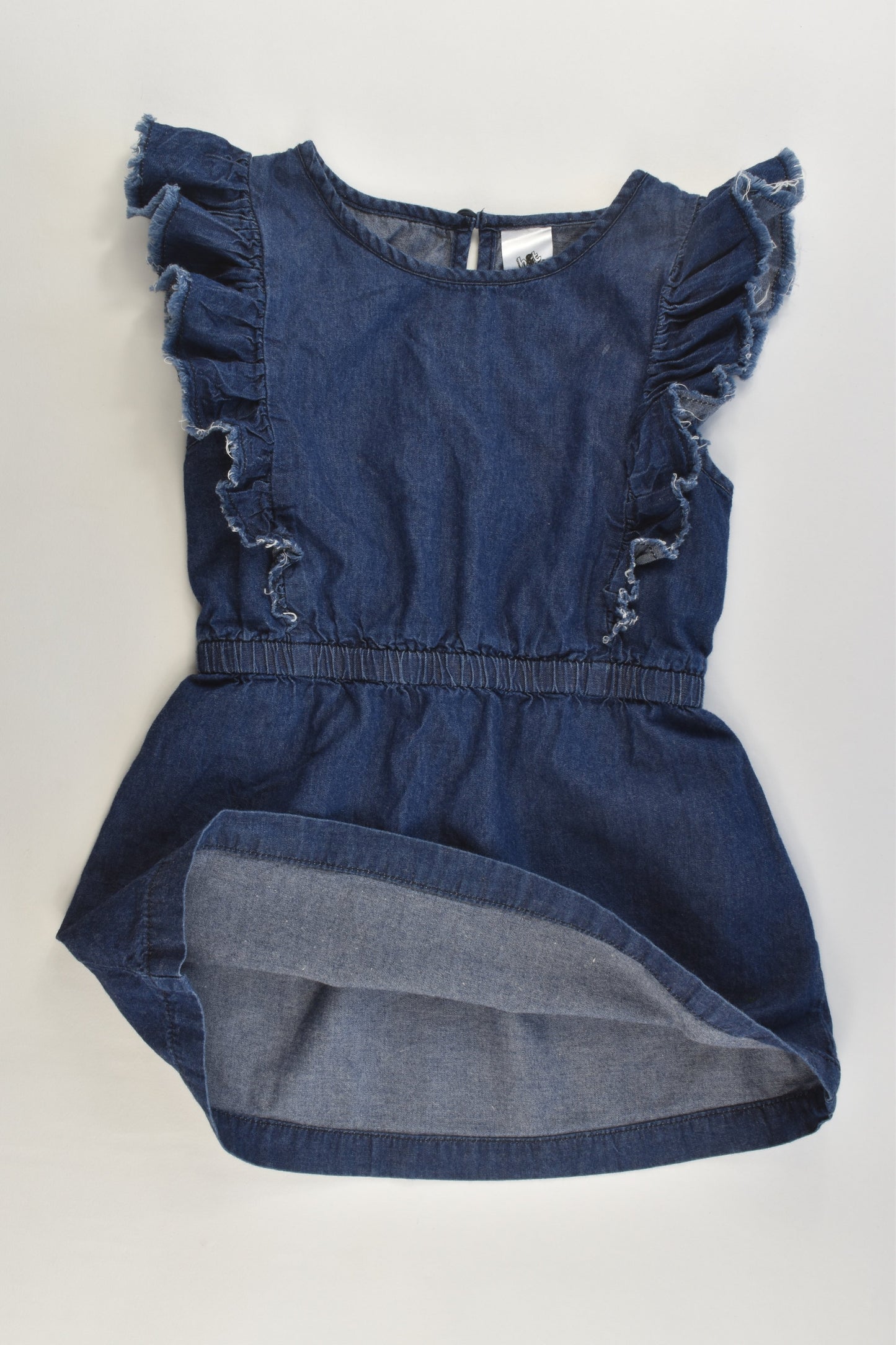 H&T Size 2 (92 cm) Lightweight Ruffle Sleeves Denim Dress