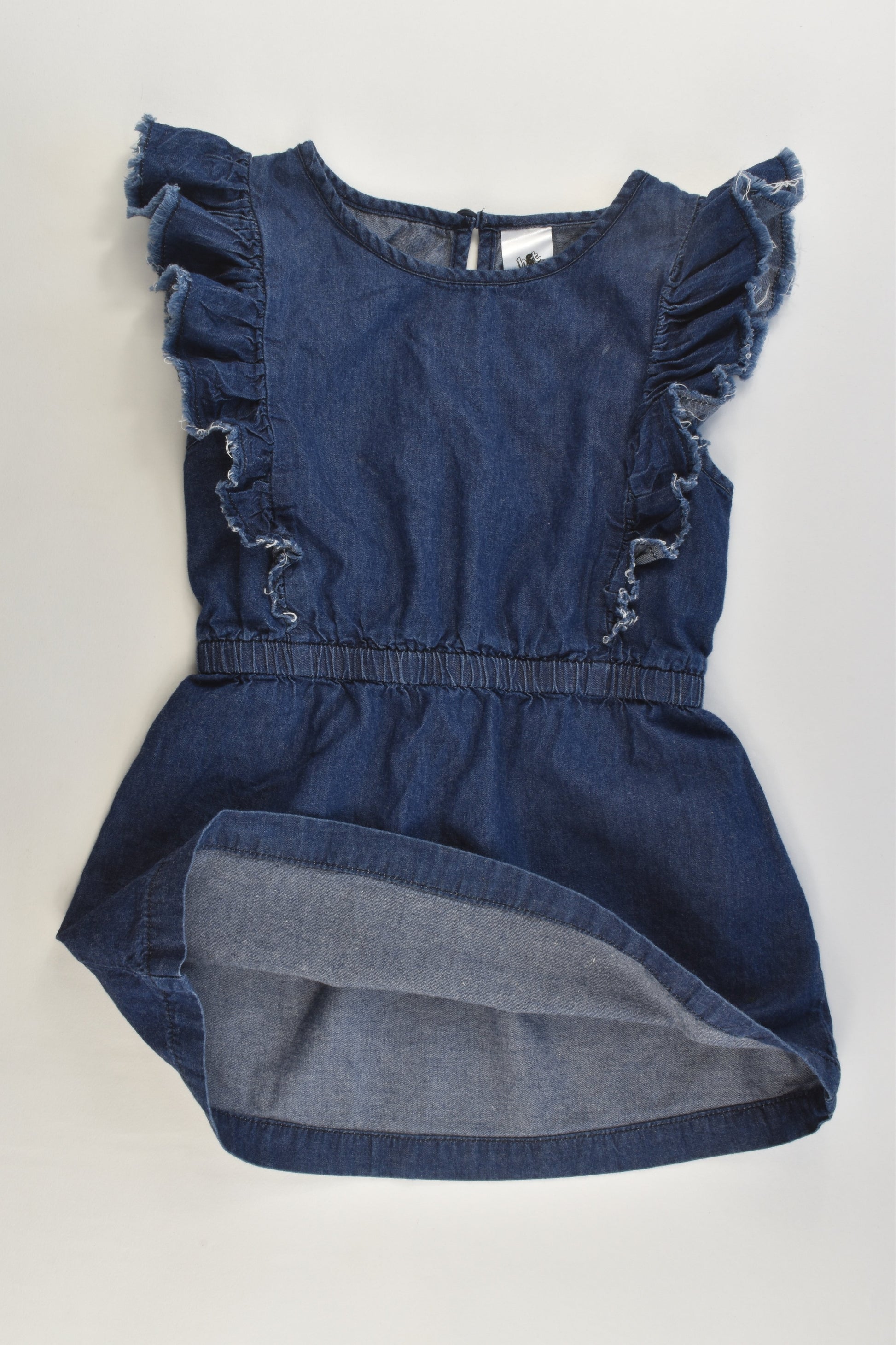 H&T Size 2 (92 cm) Lightweight Ruffle Sleeves Denim Dress